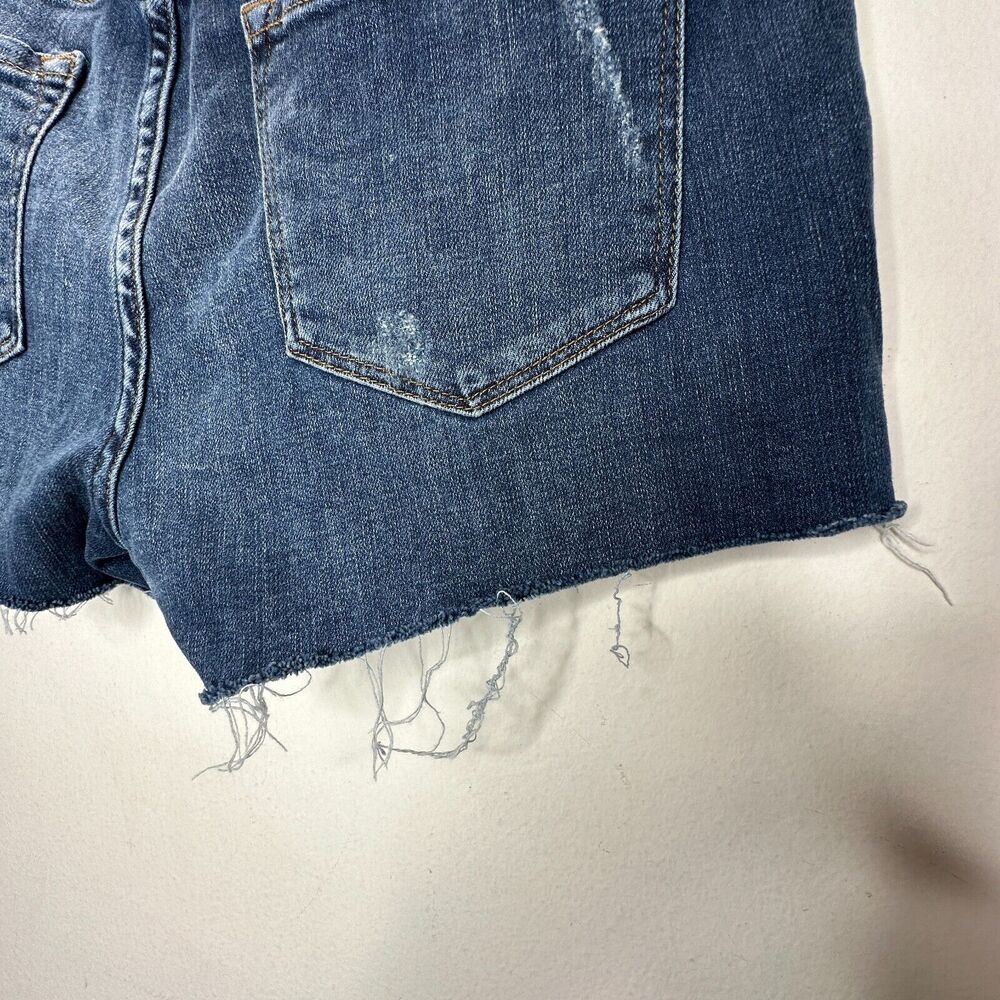 Frame Le Cut Off Azure Jean Shorts Raw Edge Frayed Hem Fading & Whiskering 28 - Picture 4 of 12